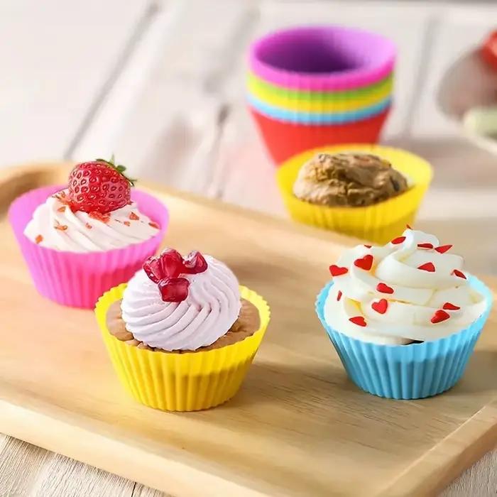 Moule à gâteau rond en Silicone en forme de cœur, Muffin, Cupcake, ustensiles de cuisine domestique,