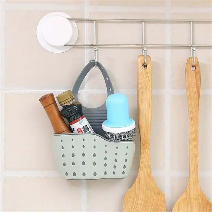 Panier suspendu de vidange d'évier, accessoires de cuisine réglables, sac d'évier en caoutchouc, éta