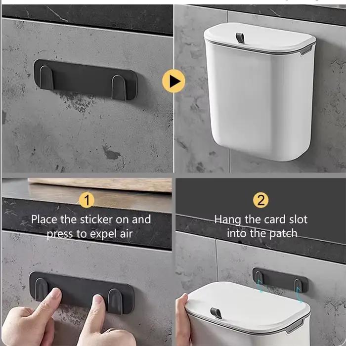 Poubelle murale avec couvercle pour porte d'armoire de cuisine, corbeille à papier créative pour toi