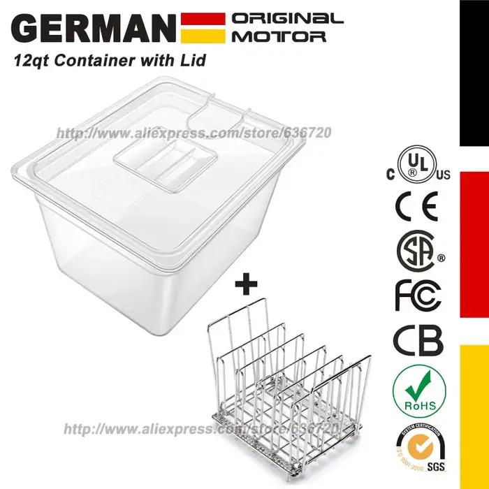Récipient Sous Vide avec Lid-12qt, s'adapte à la plupart des cuisinières-Acier inoxydable anti-flott