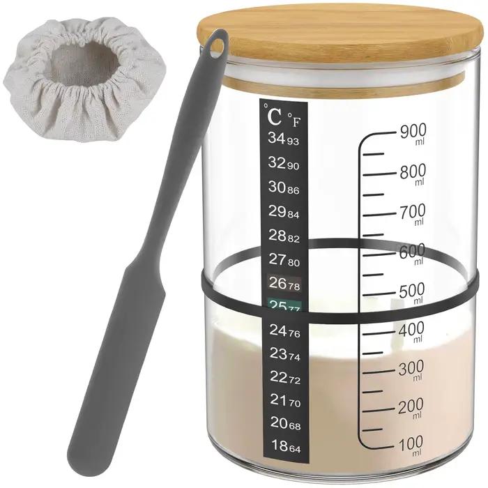 Kit de pot de démarrage de levain 900ML, 9 pièces, récipient de démarrage de levain, pot de Fermenta