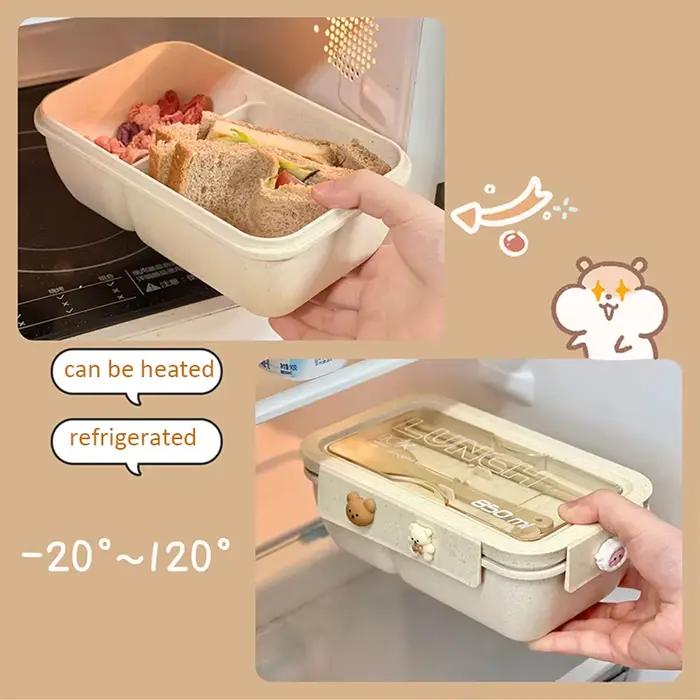 Boîte à déjeuner de 1100ML pour enfants, école, adultes, bureau, paille de blé, micro-ondes, rangeme