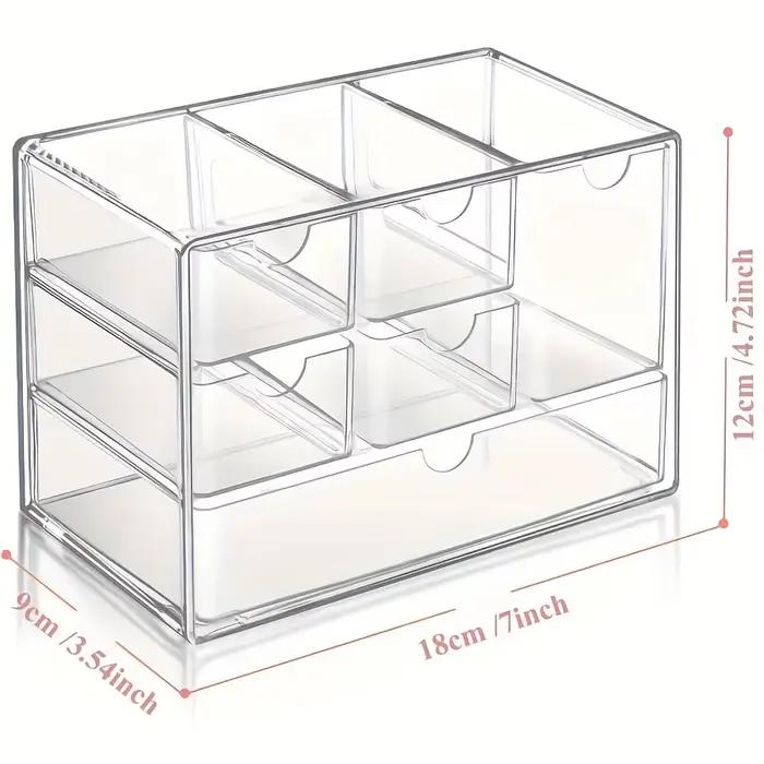 Boîte de rangement transparente à six compartiments, style tiroir, pour classement, avec glissière f