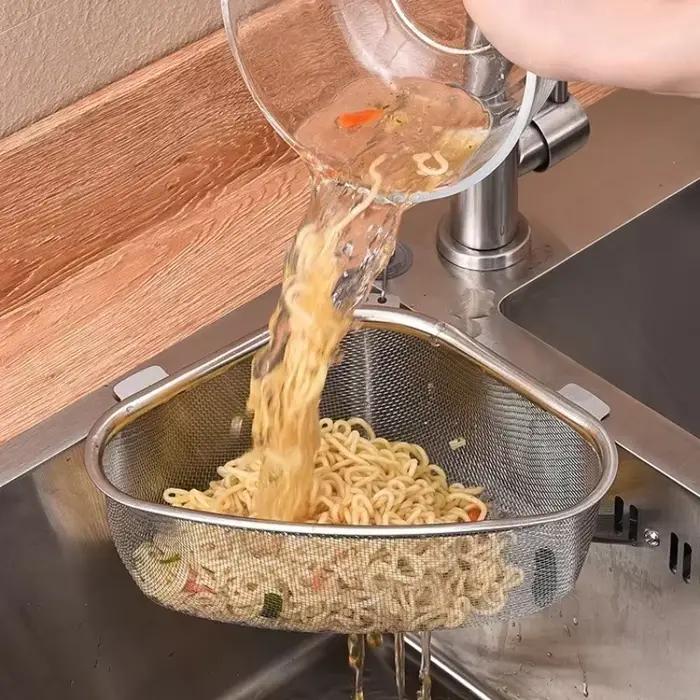 Panier de vidange d'évier de cuisine en acier inoxydable, Triangle pour aliments et légumes, filtre 