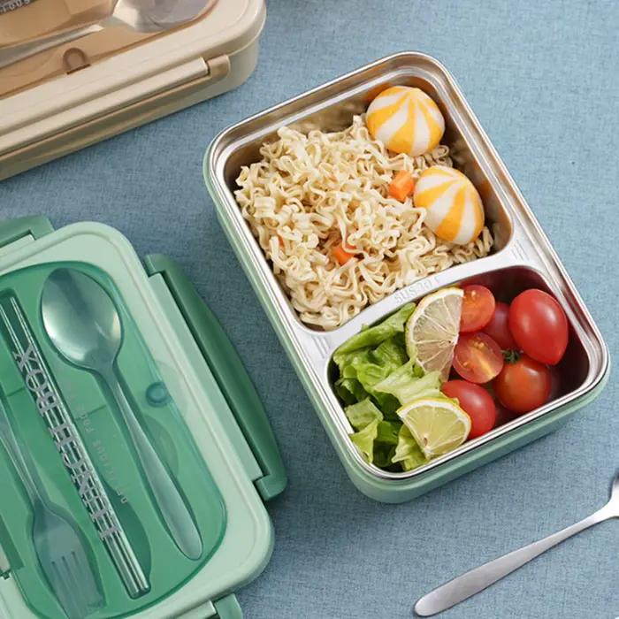 Boîte à lunch portable en acier inoxydable 304, étanche, nourriture synchronisée, beaucoup avec cuil