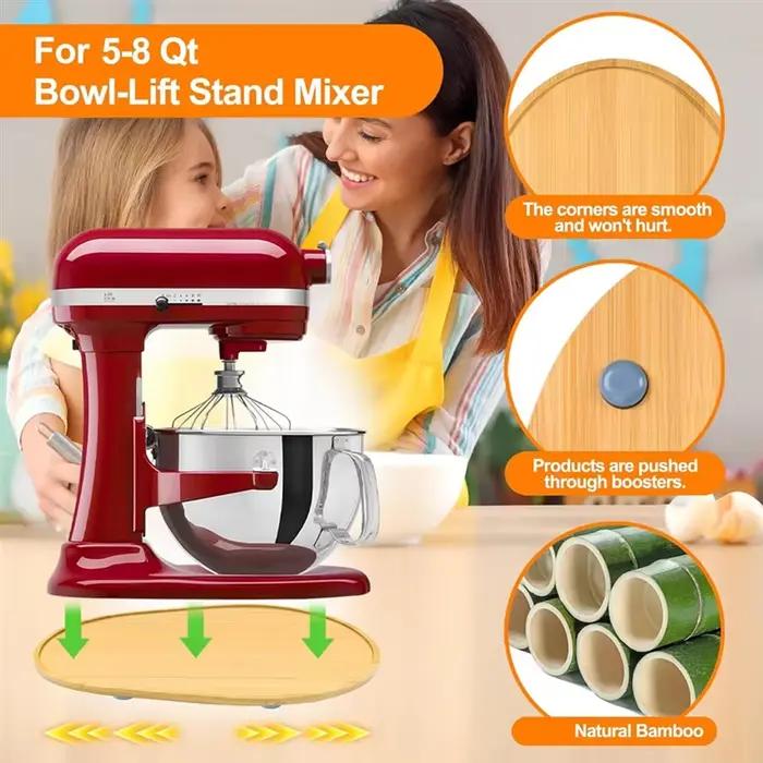 B89B-curseur de mélangeur en bambou pour Kitchenaid 5-8 Qt, mélangeur sur socle à bol relevable, acc