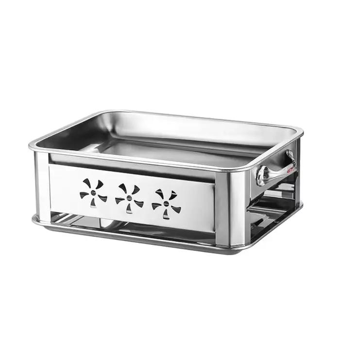 Grill à poisson rectangulaire en acier inoxydable, poêle à poisson grillé épais et robuste, plat à p
