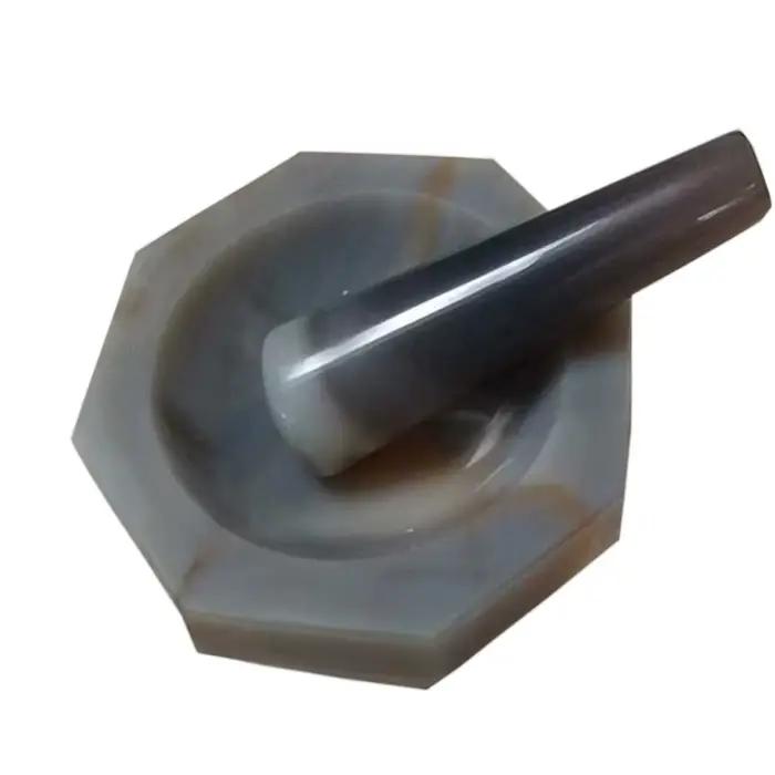 Mortier et pilon en agate naturelle de qualité A, garantie de 1 an pour les tests en laboratoire