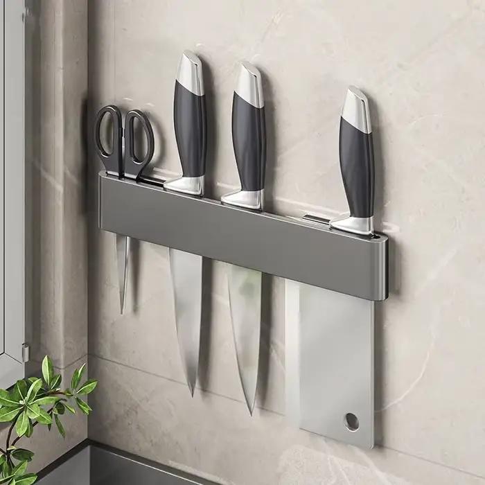 Porte-couteau mural de cuisine, étagère multifonctionnelle, accessoires de rangement