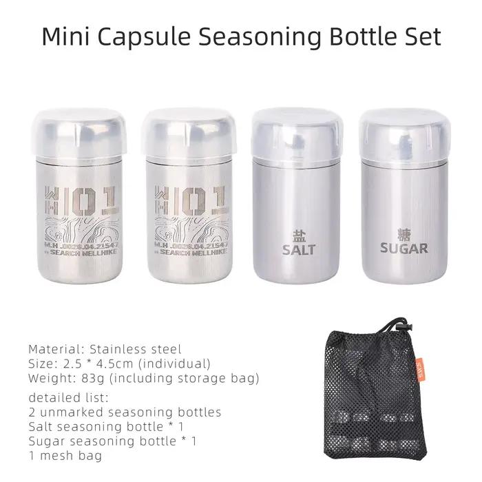 Ensemble de mini-bouteilles à épices WELLHIKE, salière et sucrier portables pour le camping et la ra