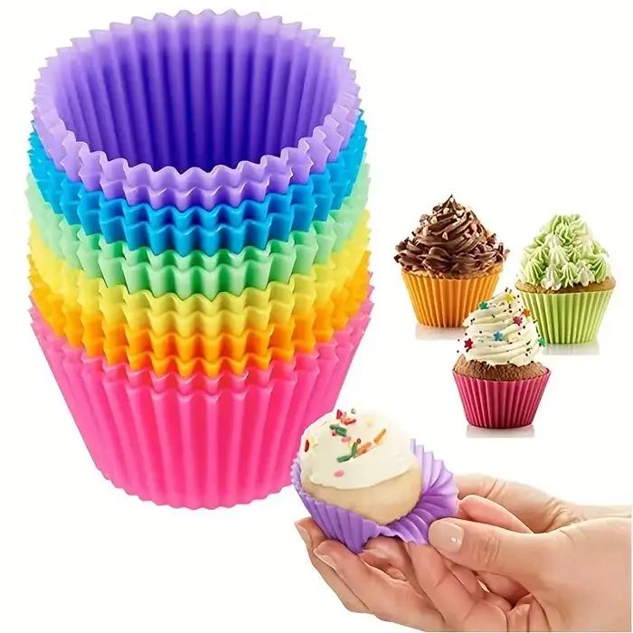 Moule à gâteau rond en Silicone en forme de cœur, Muffin, Cupcake, ustensiles de cuisine domestique,