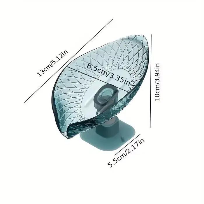 Boîte à savon de vidange Design feuille avec ventouse, plateau à savon décoratif en plastique auto-d