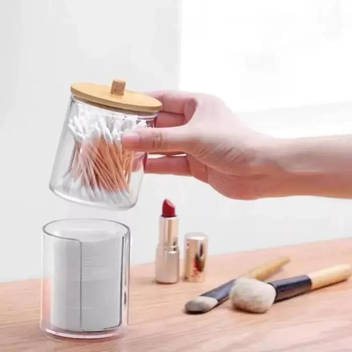 Boîte de rangement en acrylique, pot de salle de bain, organisateur de maquillage, support rond pour