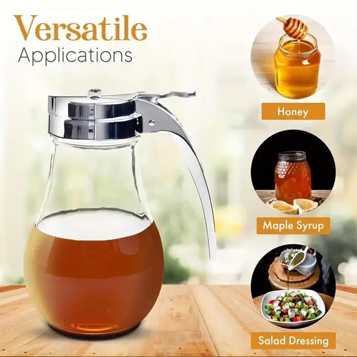 Bouteille de sirop en verre AT21, conception sans goutte pour sirop d'érable, distributeur de miel, 
