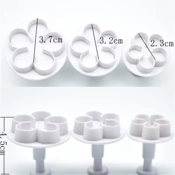 Lot de 3 emporte-pièces à fleurs pour biscuits, moule à gâteau en fondant DIY en forme de fleur