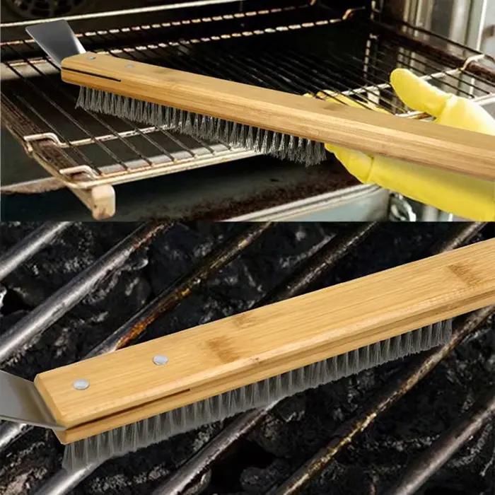 Brosse en cuivre pour four à pizza, manche en bois, poils en laiton, livres de gril, petite brosse p