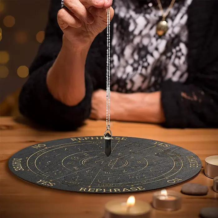 Planche en bois gravée au Laser, symbole magique noir de 15cm, carte de Tarot, jeu de Divination, mé