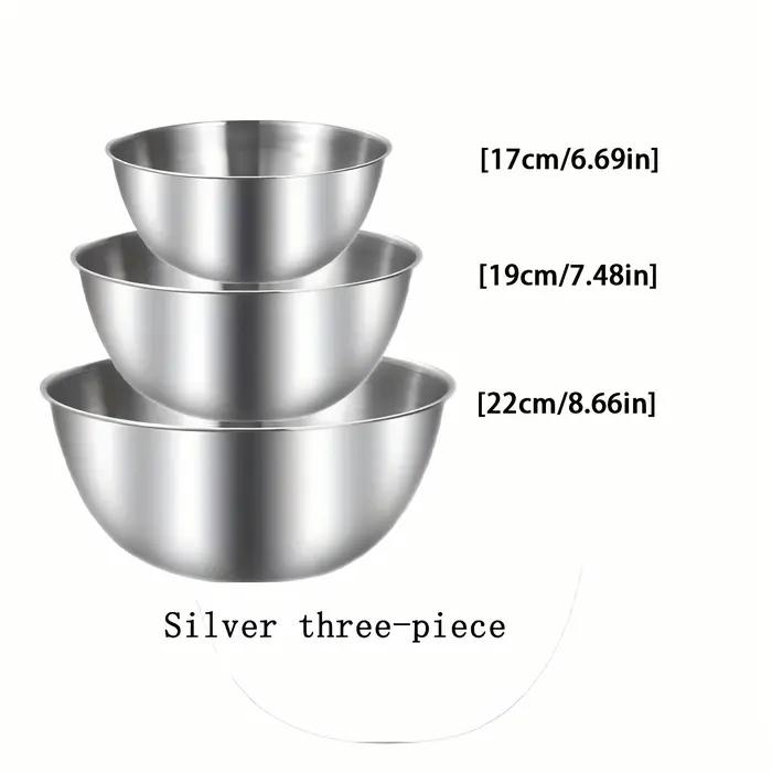 3 pièces Un ensemble de trois bols en acier inoxydable pour mélanger, pétrir la pâte et servir des s