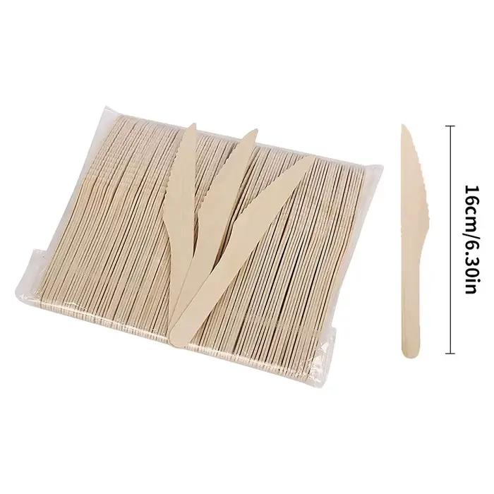 Couteaux en bois jetables pour gâteau, pain, mariage, fête d'anniversaire, crème glacée, ensemble de