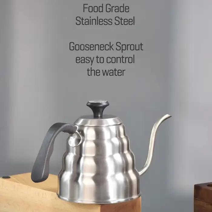 Bouilloire à café 1L/1,2 l en acier inoxydable, bouilloire goutte à goutte avec thermomètre pour caf