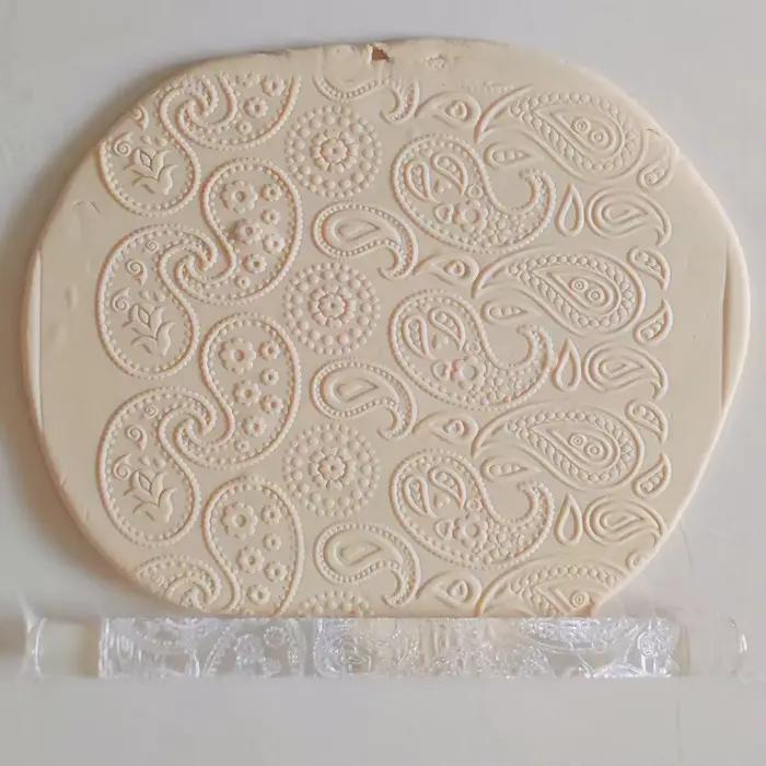 Mini rouleau à pâtisserie en relief 3D avec motif paisley, accessoires de cuisine, pâte à tarte, pât
