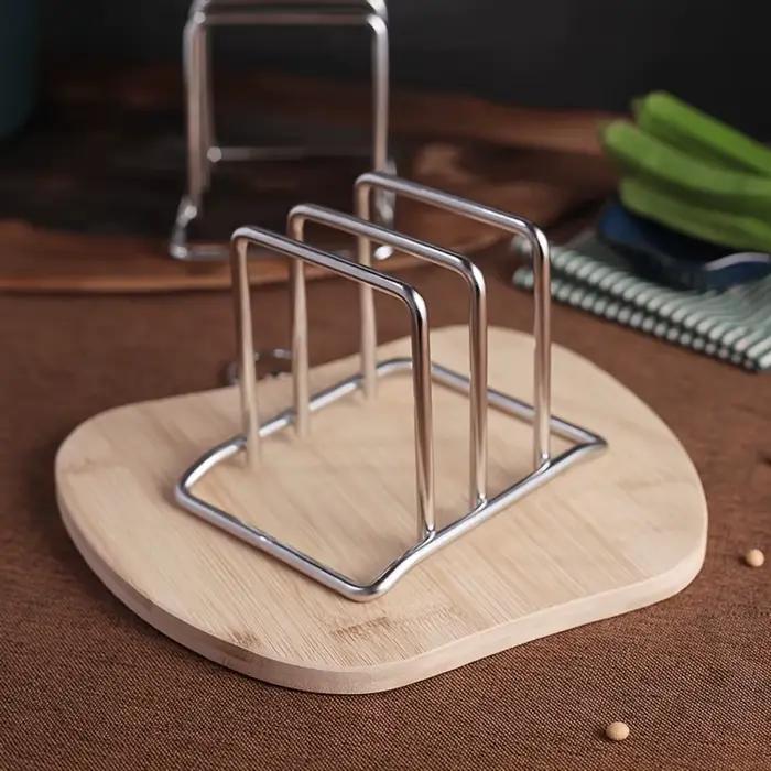 Support de rangement de cuisine en acier inoxydable pour couvercles de casseroles et planches à déco