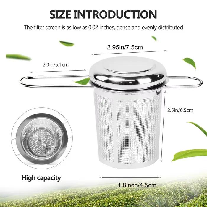 Infuseur à thé en maille d'acier inoxydable avec couvercle, passoire de tasse réutilisable, filtre à