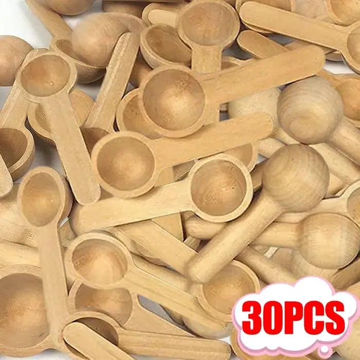 Mini cuillères en bois assaisonnement miel café cuisson grains de café sel pots à épices cuillères à
