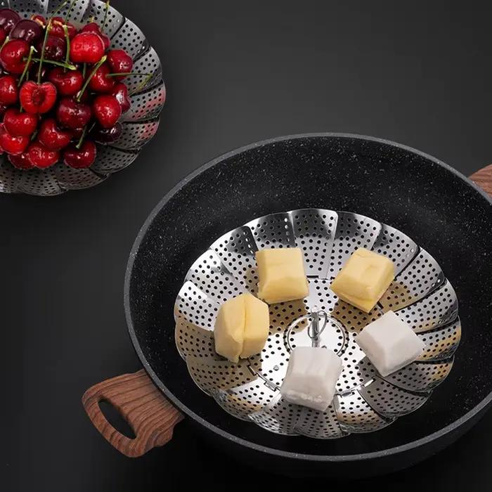 Plat pliant à vapeur en acier inoxydable, panier à vapeur pour fruits et légumes, plateau de cuisson