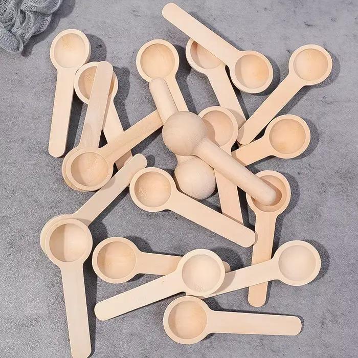 Mini cuillères en bois assaisonnement miel café cuisson grains de café sel pots à épices cuillères à