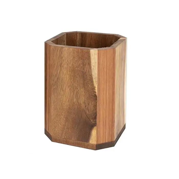Organisateur d'ustensiles de cuisine en bois, support rotatif pour spatules avec base antidérapante