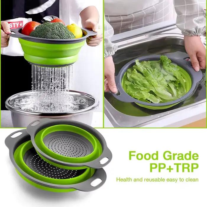 Panier de nettoyage et d'égouttage en silicone pour légumes et fruits, panier de nettoyage pliable 1