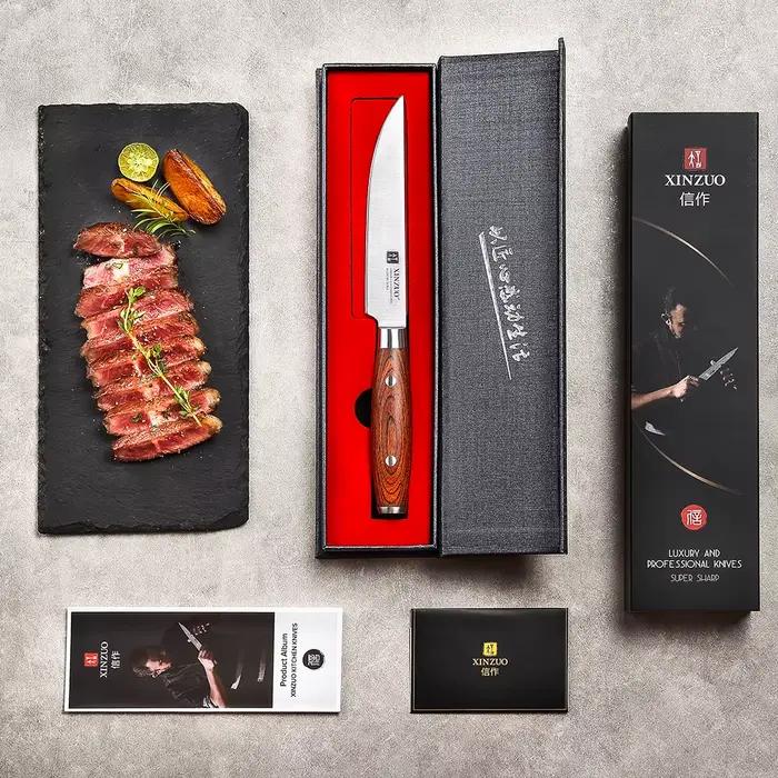 XINZUO Couteau de cuisine professionnel, 5 "Couteau à steak, Rasoir Tranchant, Outils de cuisine, Ma