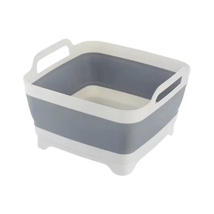 Bassin d'évier de cuisine pliable avec bouchon de vidange et poignées, baignoire de vaisselle pliabl