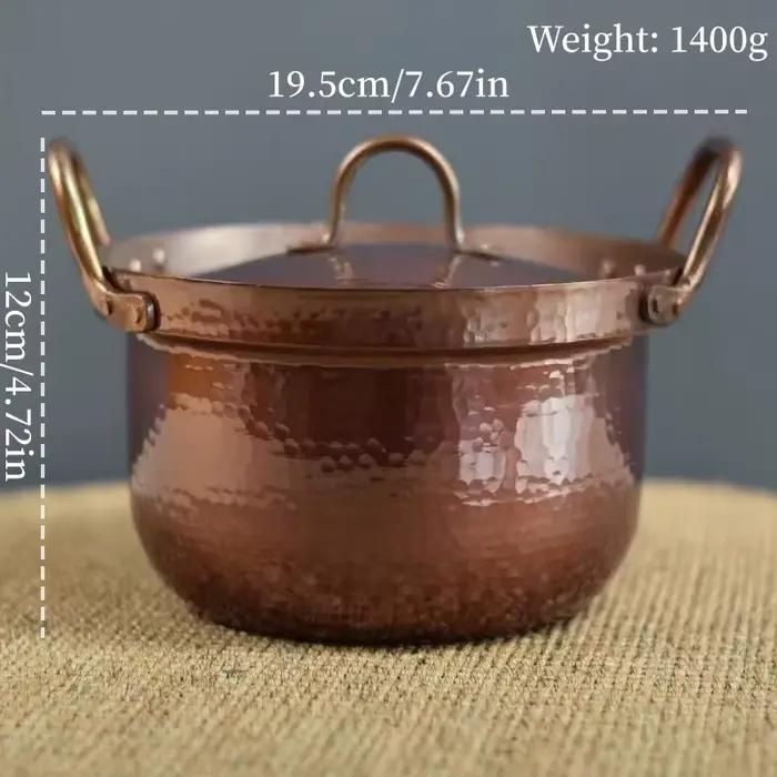 Marmite en cuivre fabriquée à la main, ustensile de cuisson pour faire bouillir, éplucher et ragoût 