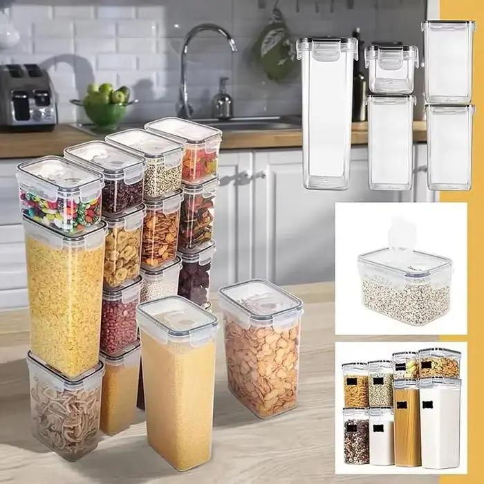 Boîte de stockage des aliments en plastique scellée, pots séchés pour céréales et bonbons avec couve