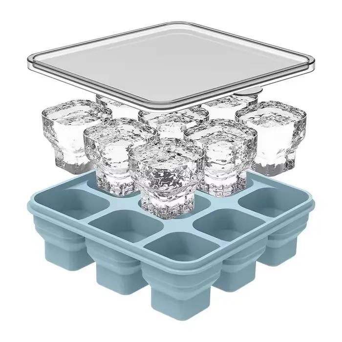 Grand plateau à glaçons en Silicone avec couvercle, grande machine à boules de glace, sphère ronde p