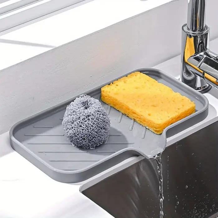 Plateau d'évier en Silicone avec vidange, support de rangement d'éponge de savon, comptoir d'évier, 