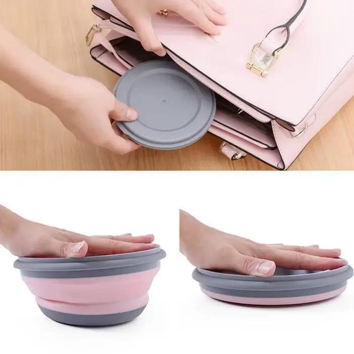 Boîte à déjeuner pliante en Silicone avec couvercle, ensemble de bols de Camping de pique-nique port