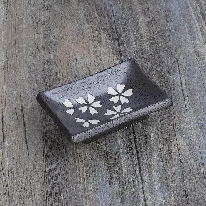 Assiette rectangulaire de cuisine japonaise, soucoupe S/05, sauce soja, vinaigre, moutarde, marmite,