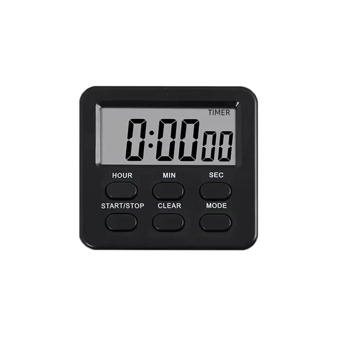 Minuteur de cuisine numérique magnétique avec écran LCD, horloge de compte à rebours 24H, support de