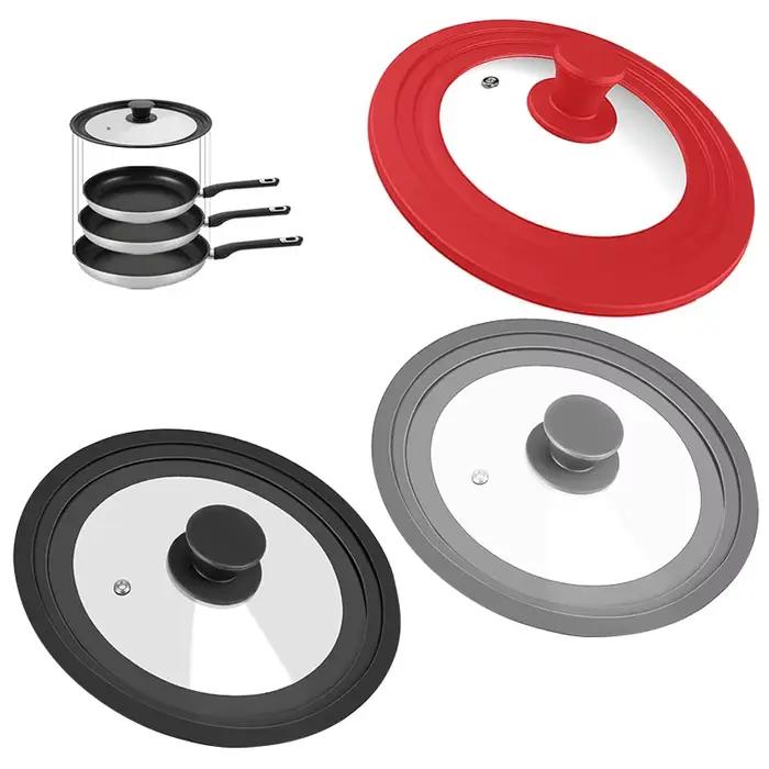 Couvercle universel pour casseroles et poêles Couvercle de casserole avec bord en silicone résistant