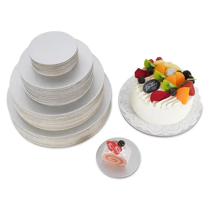 Planches à gâteaux rondes dorées et argentées, 10/16/22/26cm, Base en carton circulaire, plateau à D