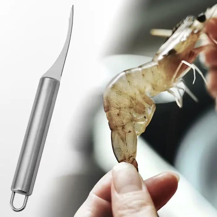 Outil à peler les crevettes multifonctionnel en acier inoxydable, outil de cuisine (1)