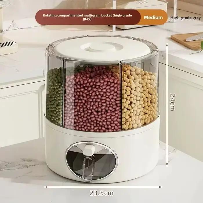 Seau à riz rotatif, boîte de rangement pour céréales domestiques, anti-insectes, anti-humidité, rése