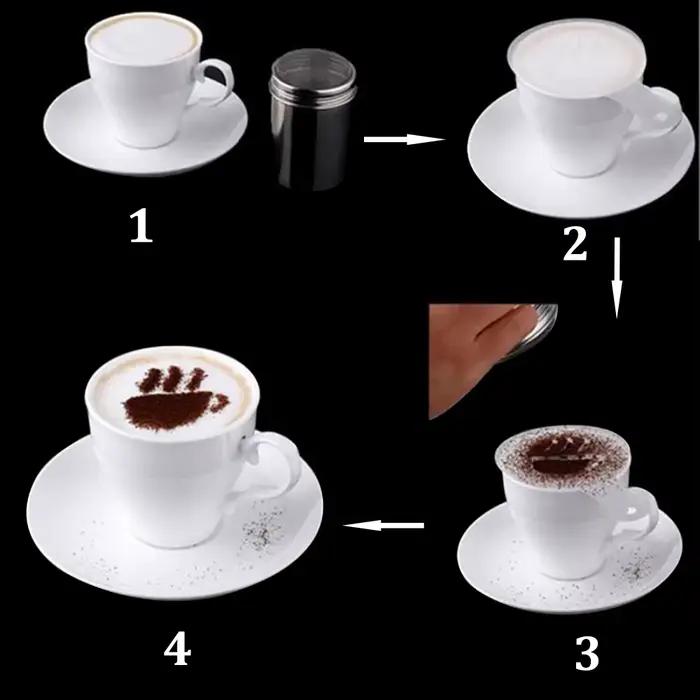 Pochoirs à café fantaisie, 16 pièces, modèle d'impression de café, pochoirs à gâteaux au lait, moule