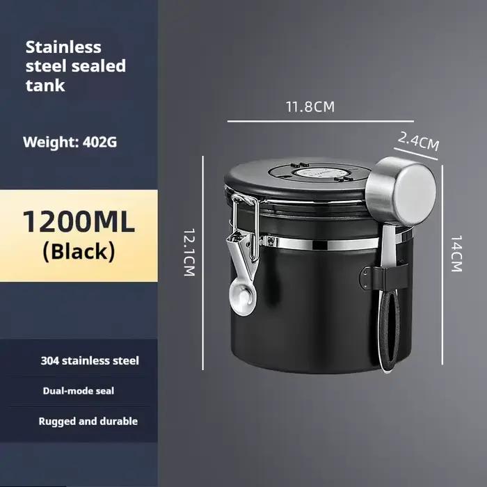 Pichet scellé sous vide pour grains de café de cuisine, récipient hermétique alimentaire en acier in