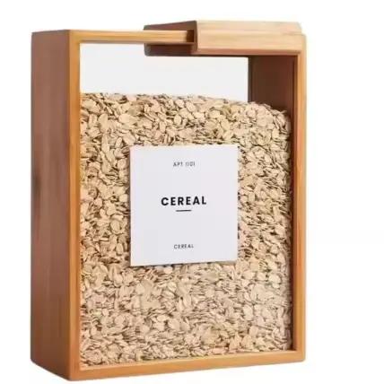 Conteneur de stockage de cuisine en bambou robuste, organisateur de céréales