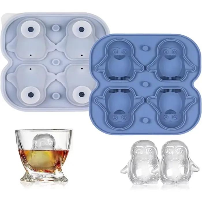 Plateau à glaçons, plateau à glaçons en Silicone avec couvercle, plateaux à glaçons de pingouin pour