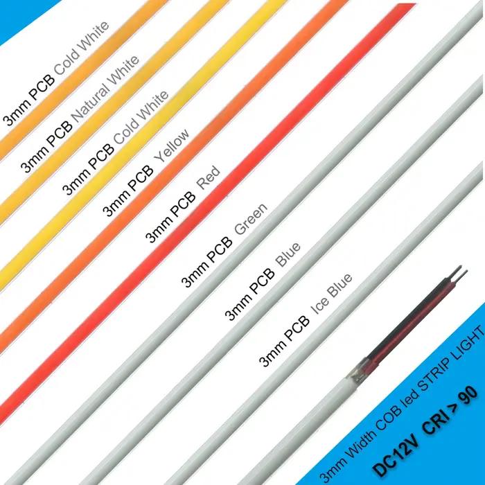 Bande lumineuse LED COB Ultra fine, 3mm, DC12V, 392 diodes/m, pour décoration de maison, voiture, br